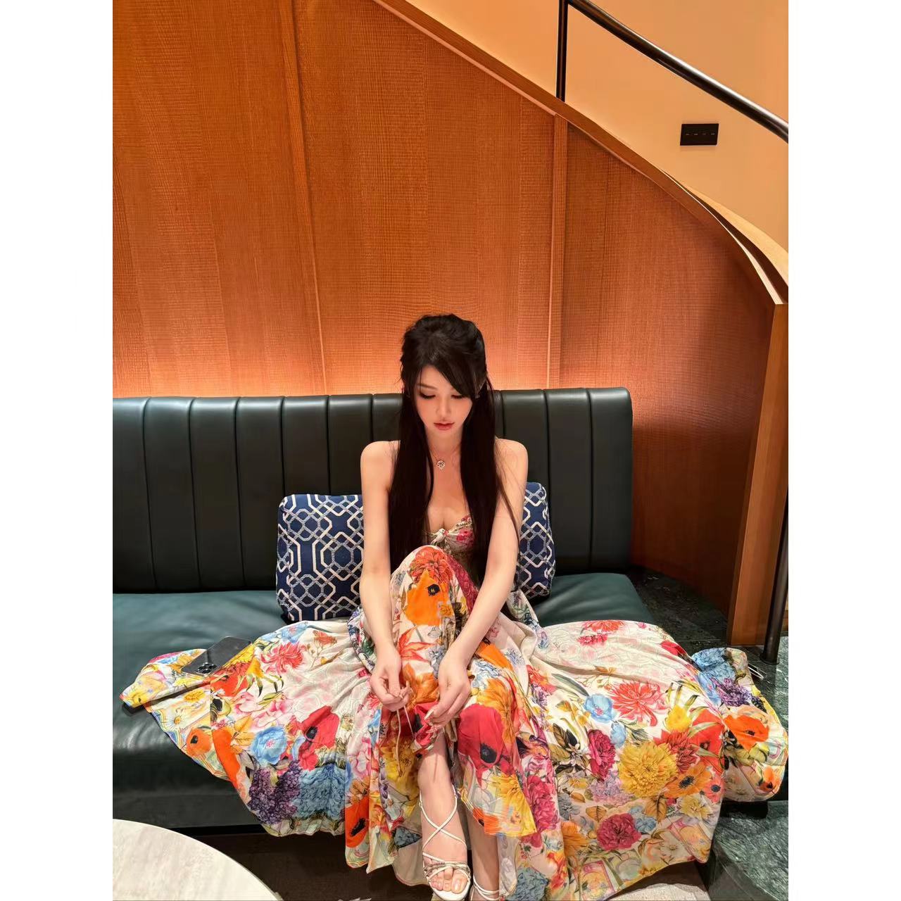 GABBY  2024新款法式浪漫感仙气碎花温柔连衣裙 L666