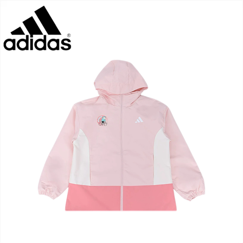 Adidas阿迪达斯儿童装女小童加绒梭织外套拼色百搭运动服KC2819