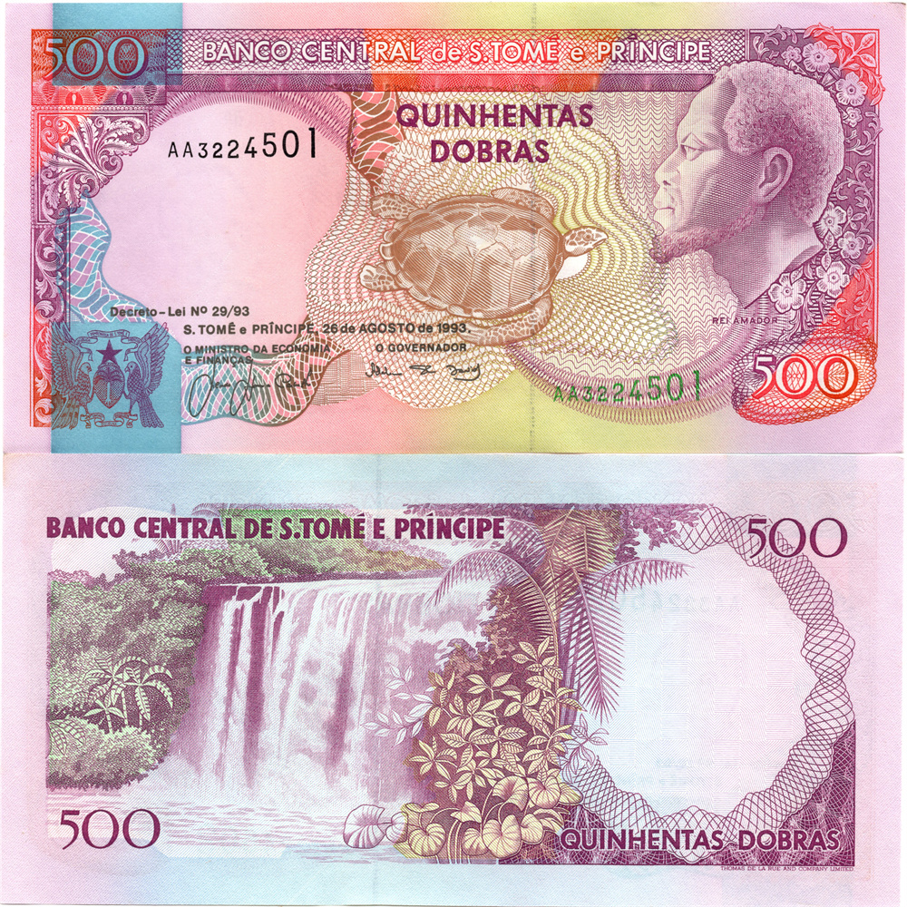 圣多美和普林西比500多布拉1993年全新UNC纸币老纸钞外国钱币收藏