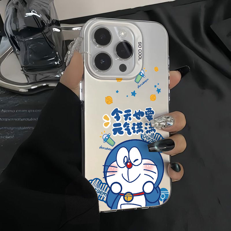 【彩银】可爱蓝胖子适用于苹果16promax华为vivo小米oppo防摔手机壳