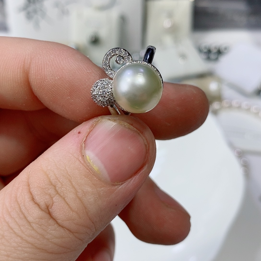 海水珍珠戒指银S925镶嵌