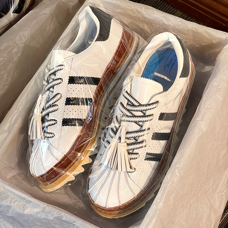 明星同款鞋贝壳头德训鞋男款女2025新款厚底休闲运动三杠板鞋潮鞋