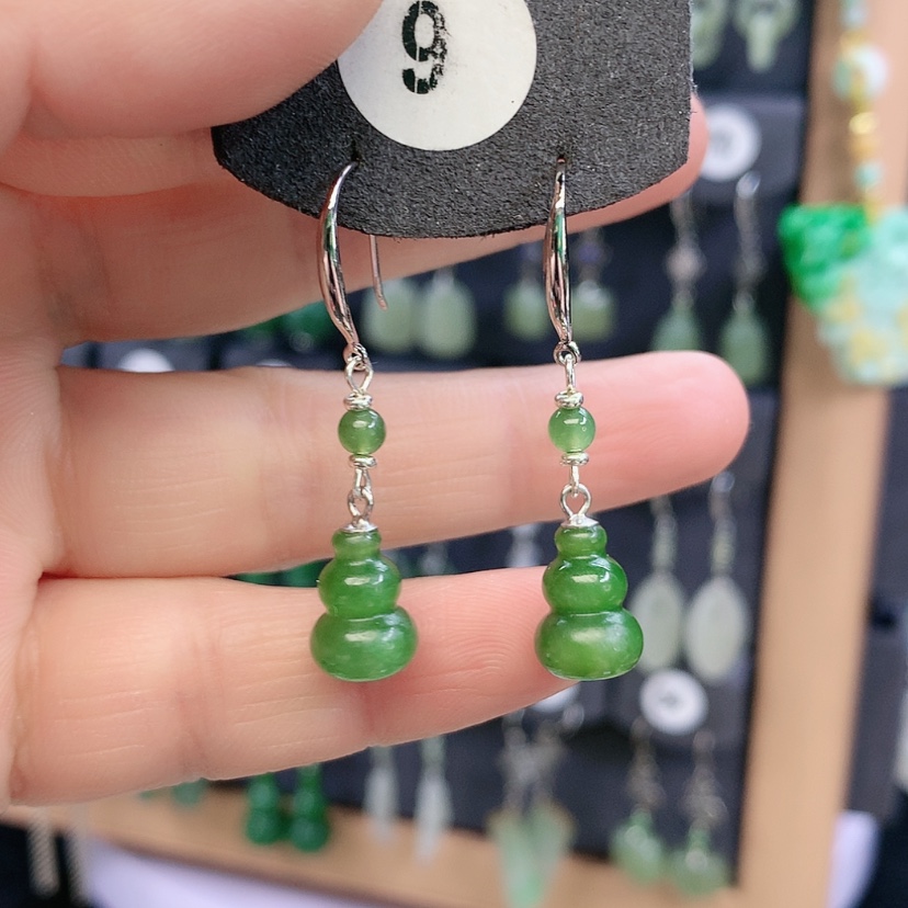 【闪购商品】和田玉耳饰银S925镶嵌精美