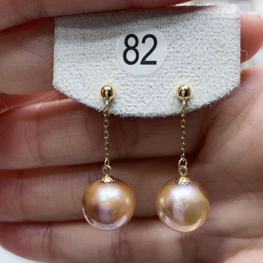 淡水珍珠耳饰银S925镀金镶嵌