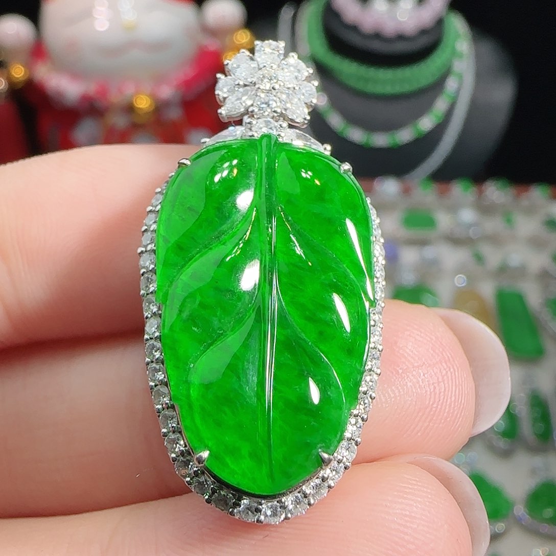 翡翠18K金镶嵌吊坠(不含链)