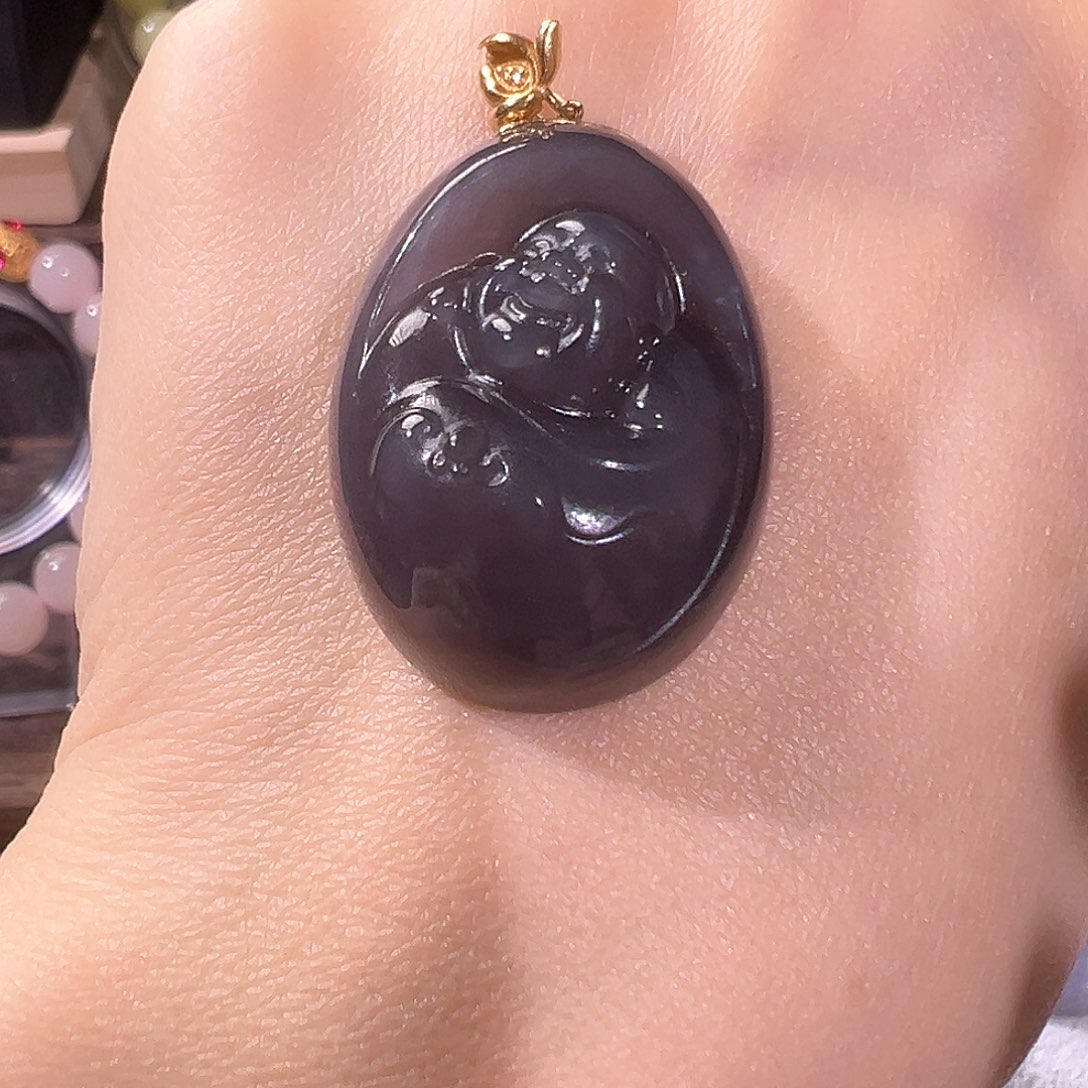 和田玉颈饰18K金镶嵌