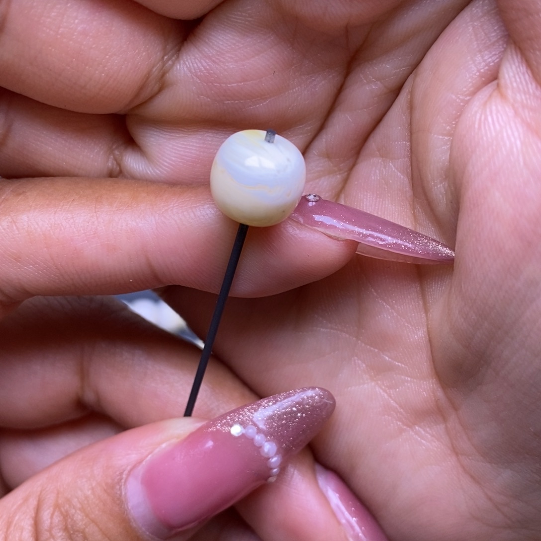 蜜蜡未镶嵌珠宝奇石瓷白拉丝妖花老型10.3*9.3mm