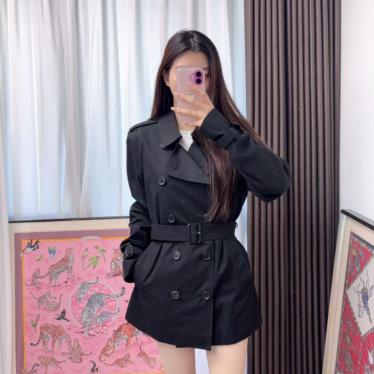 95新 BURBERRY/博柏利 麦殿/双排扣风衣中长款50码/251209LJJ9T02