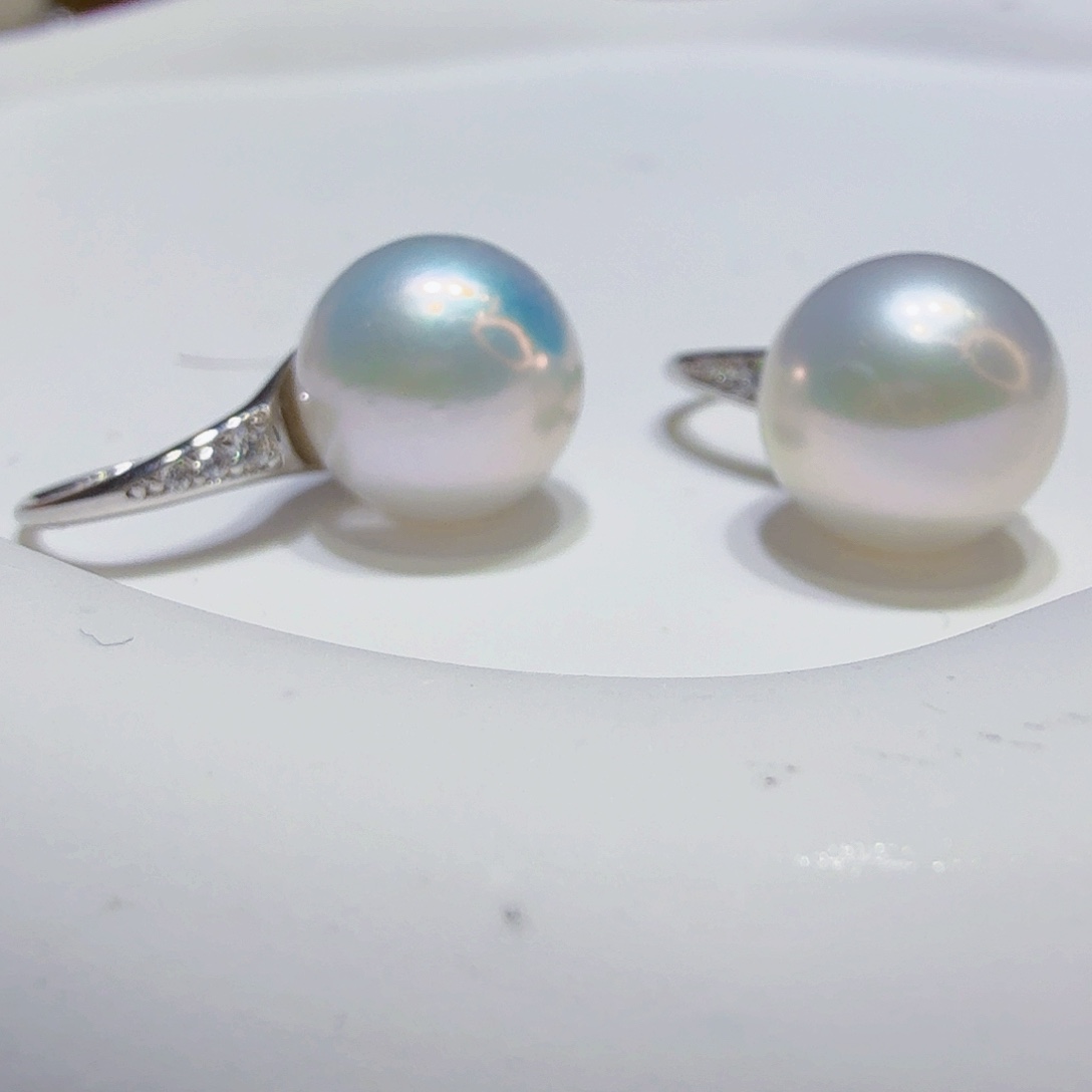 淡水珍珠耳钉银S925镶嵌