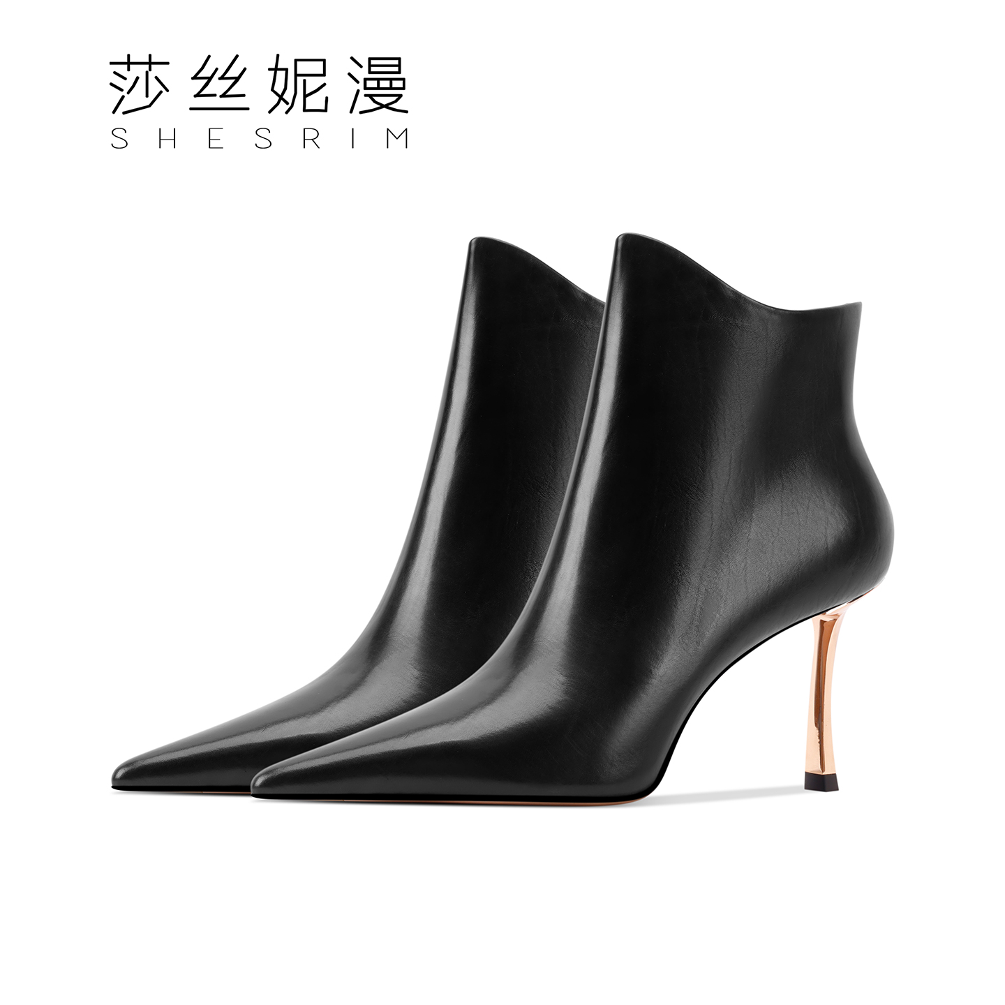 237-简约巴黎冬季女士时装短靴加绒高跟短靴尖头细高跟时尚