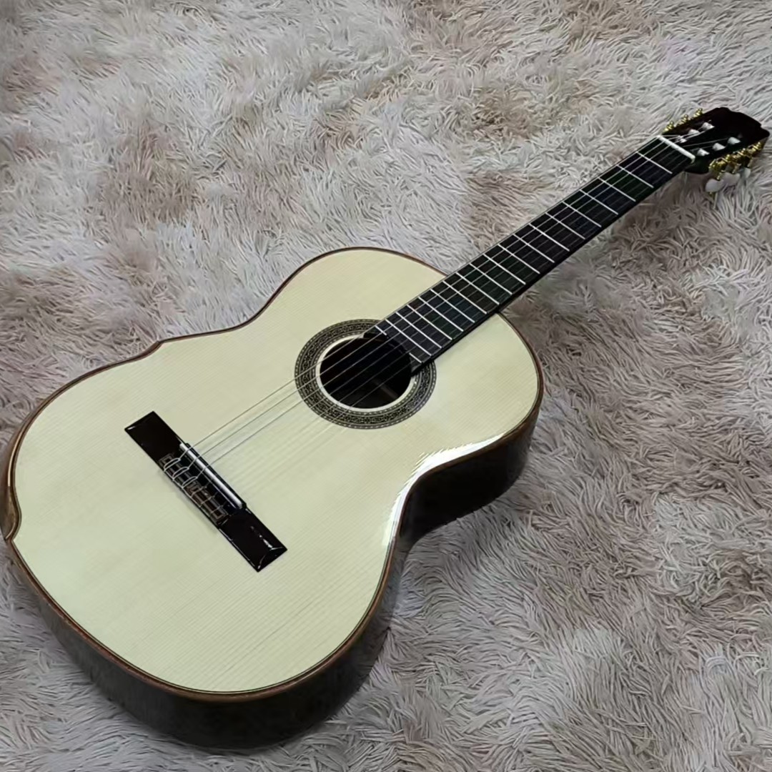 39寸纯手工古典吉他德国雪松藤蔓玫瑰木单板乌木指板加振全套配件