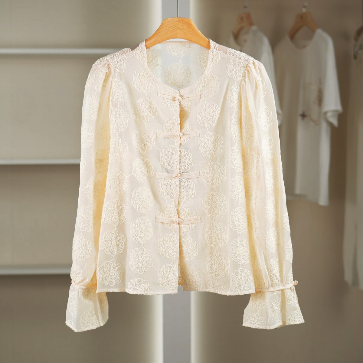 【麦迪尚品•品牌新款】50823160 新中式盘扣长袖衬衫春季商场同款