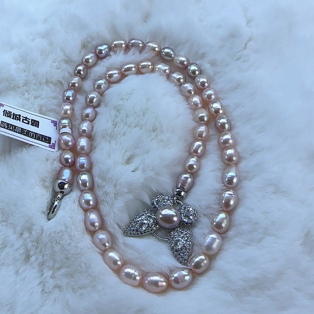 银S925镶嵌项链定制976淡水珍珠