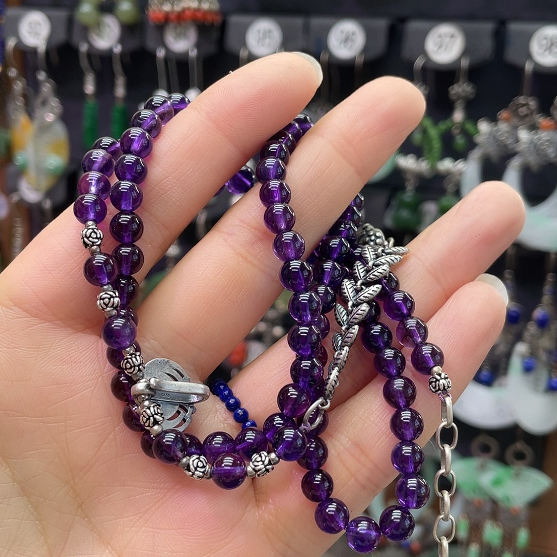 艾***思紫晶银S925镶嵌颈饰328ghhhj