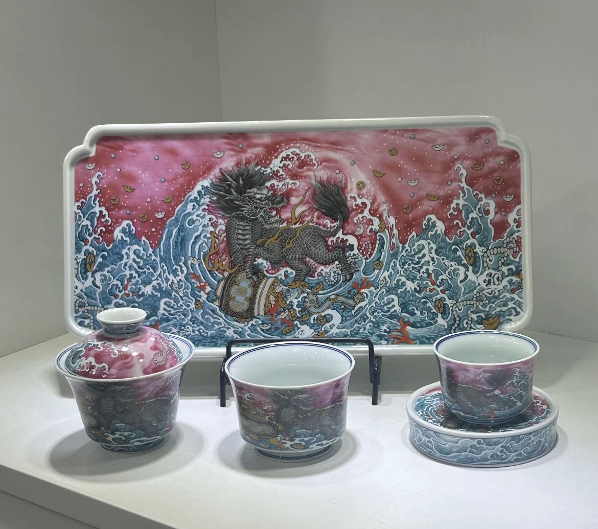 景德镇釉里红墨麒麟功夫茶具家用高端茶器