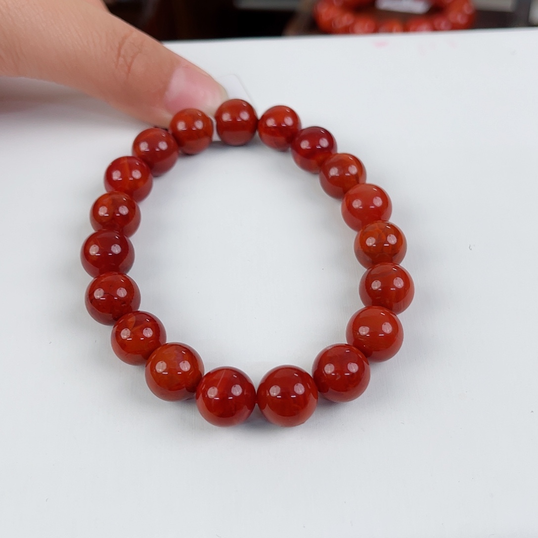 南红玛瑙未镶嵌瓦西圆珠收藏级单圈10mmL****野