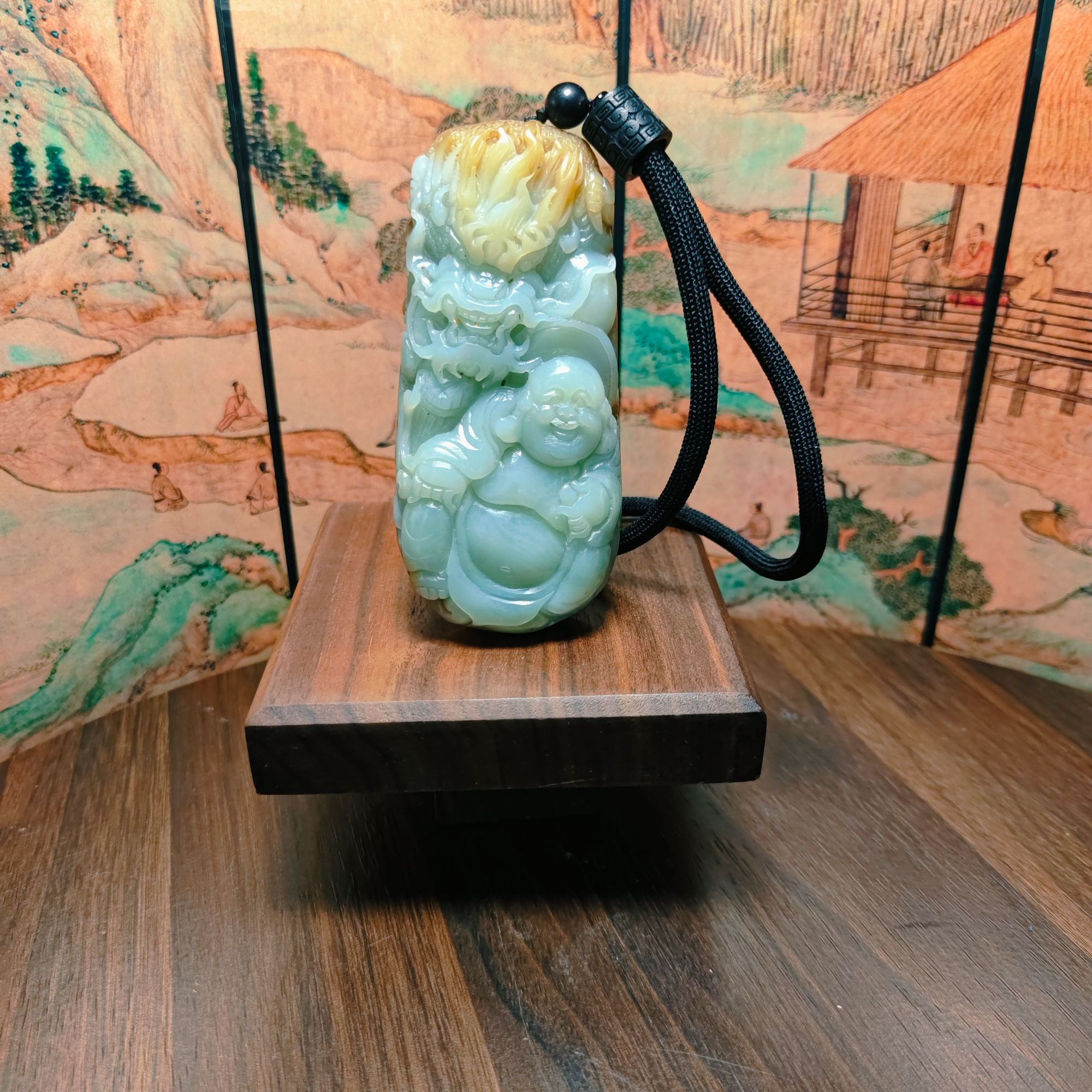 D和田玉御龙佛公手把1414