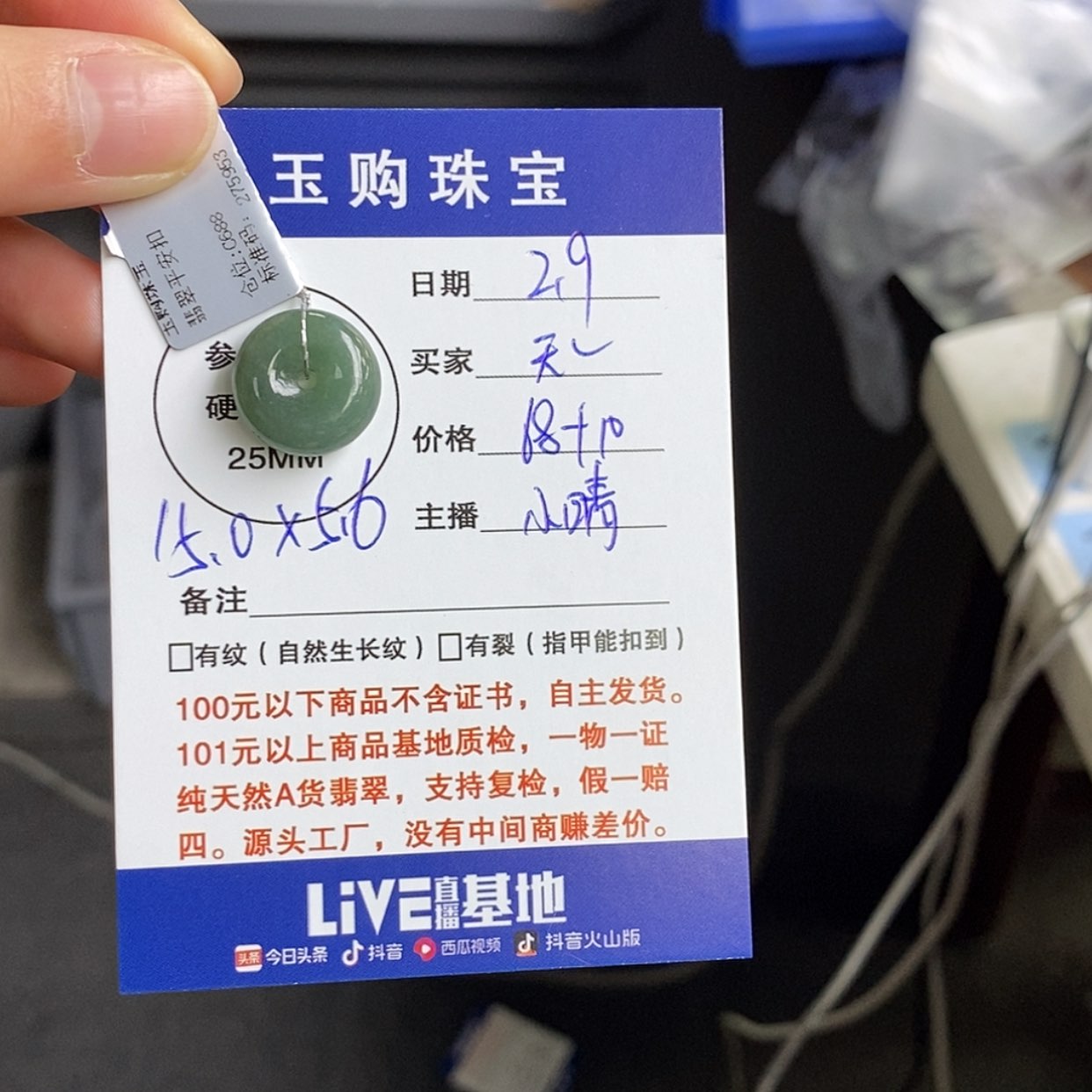 【闪购商品】翡翠颈饰未镶嵌天****?平安扣