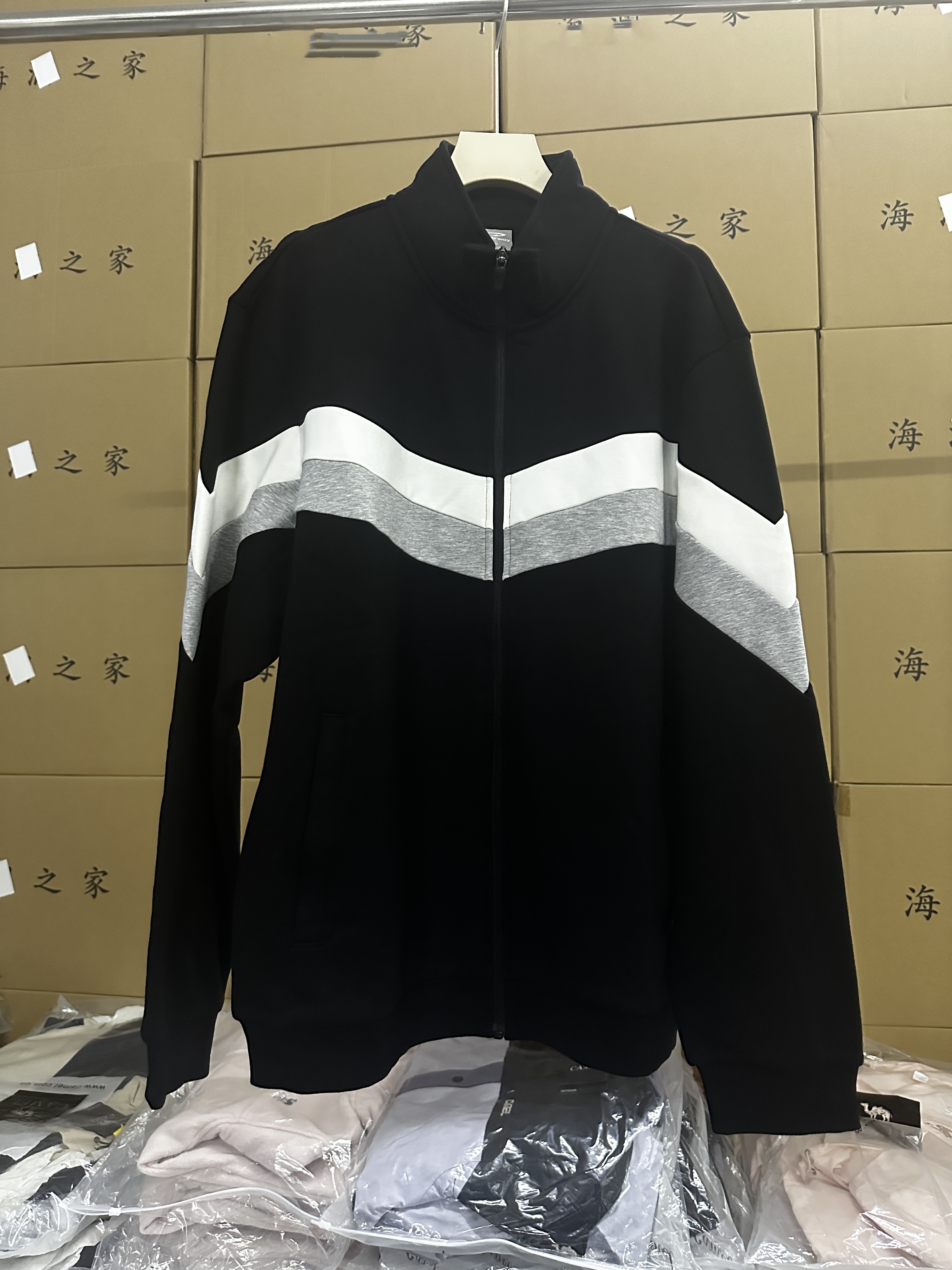 7321春秋城市运动风卫衣拼色潮流立领加厚运动上衣