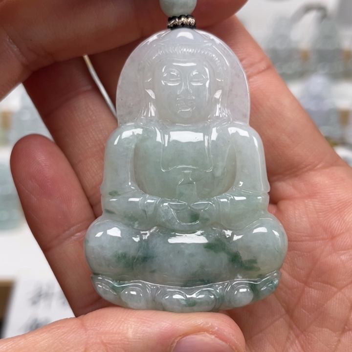 翡翠未镶嵌颈饰天然缅甸翡翠A货观音86号