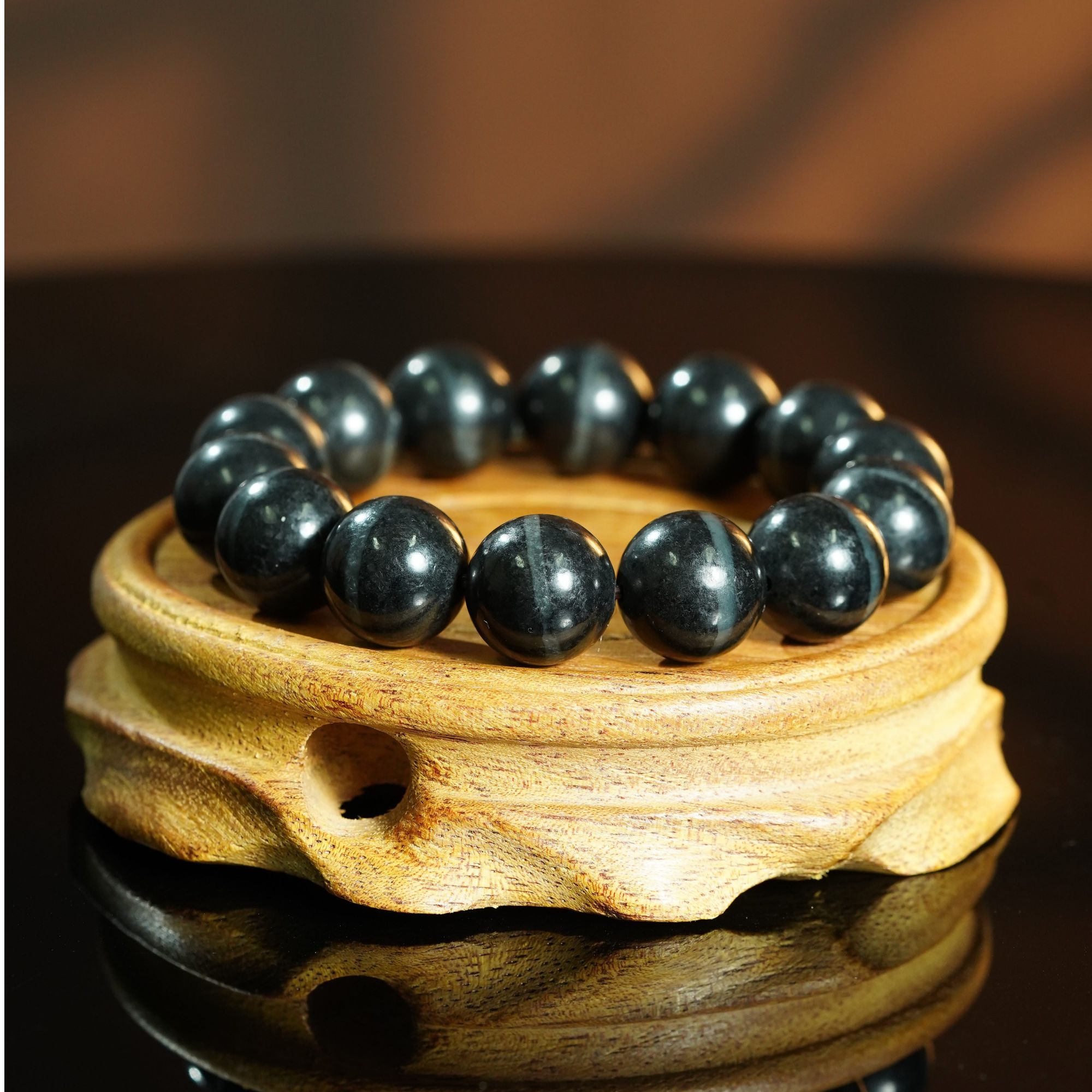 和田玉新疆河床料青花一线天手串 90.27g L251206086 