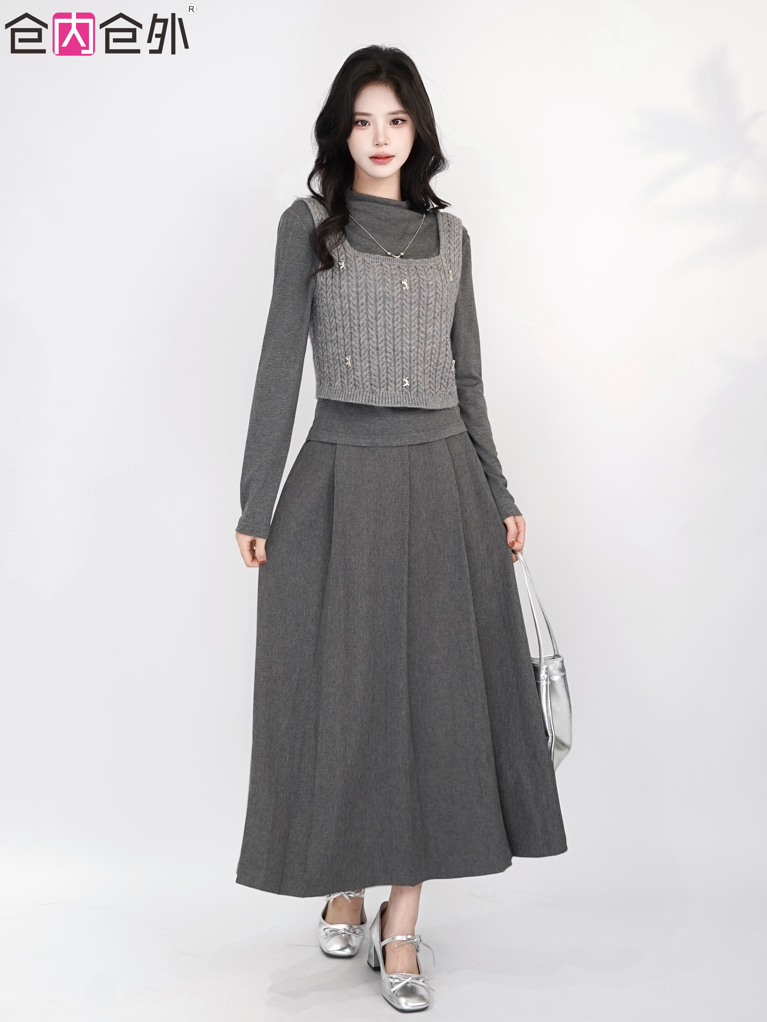 【NEW】高级时尚百搭显瘦秋季新款马甲+上衣+半身裙三件套