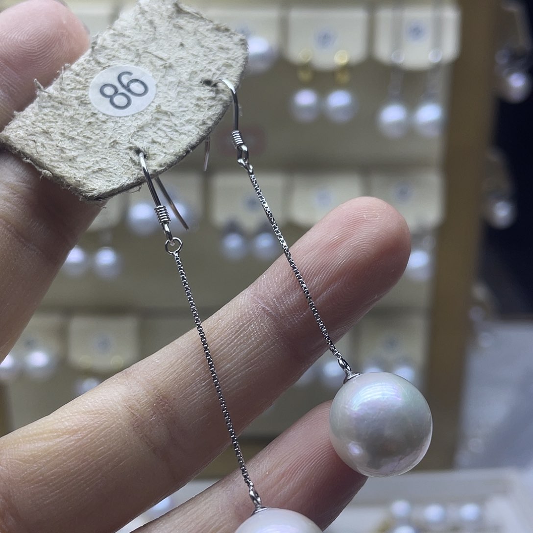 淡水珍珠耳饰银S925镶嵌