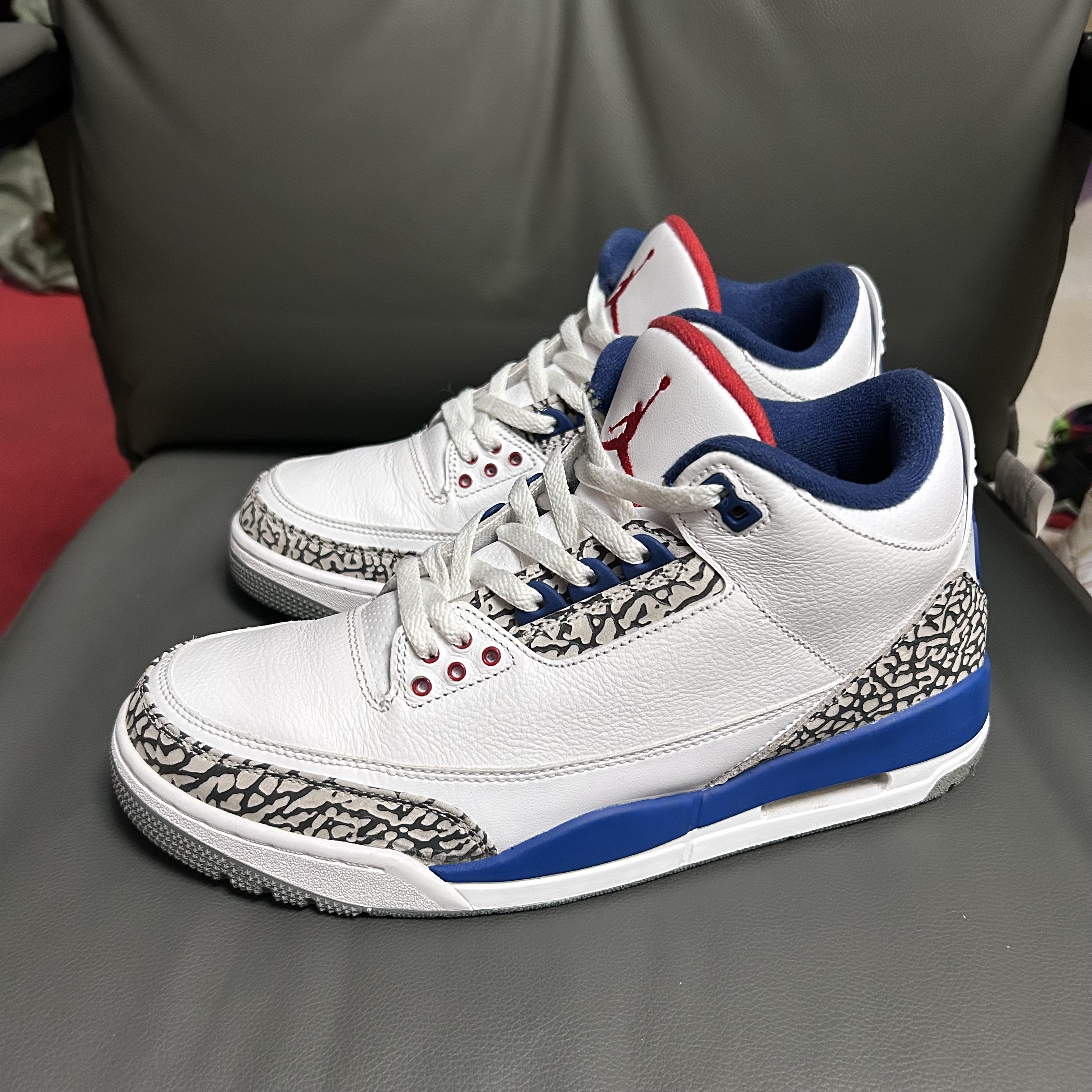 95新 maje 44.5码 aj3 白蓝 有原盒 鞋底磨损小