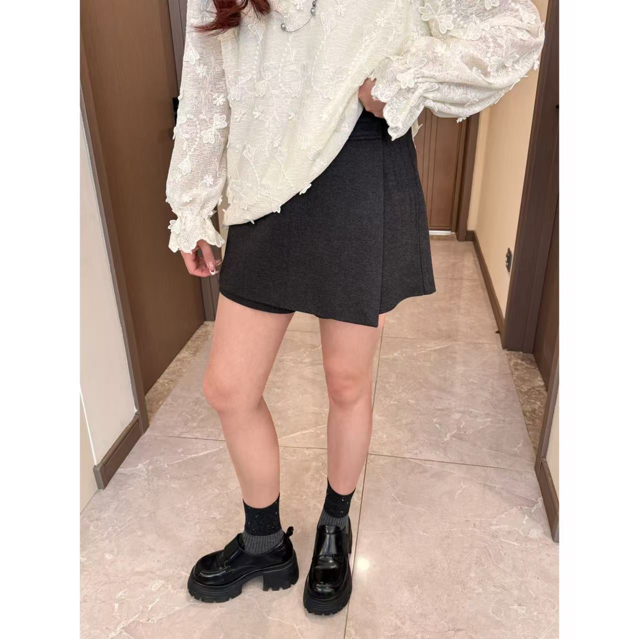 Xiaix【灰烬告白】春季显瘦百搭侧开叉半身裙裤