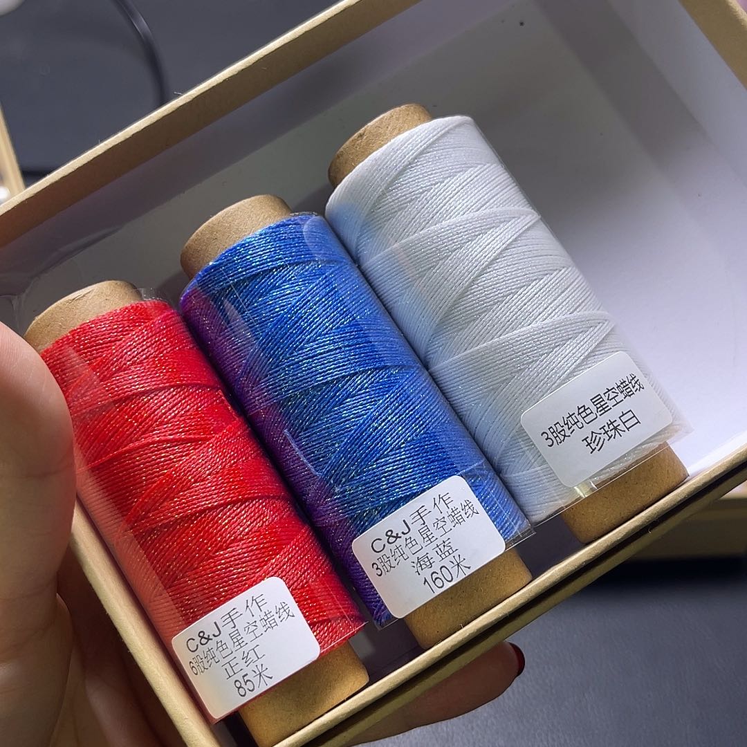 3股纯色星空蜡正红，海蓝，白色