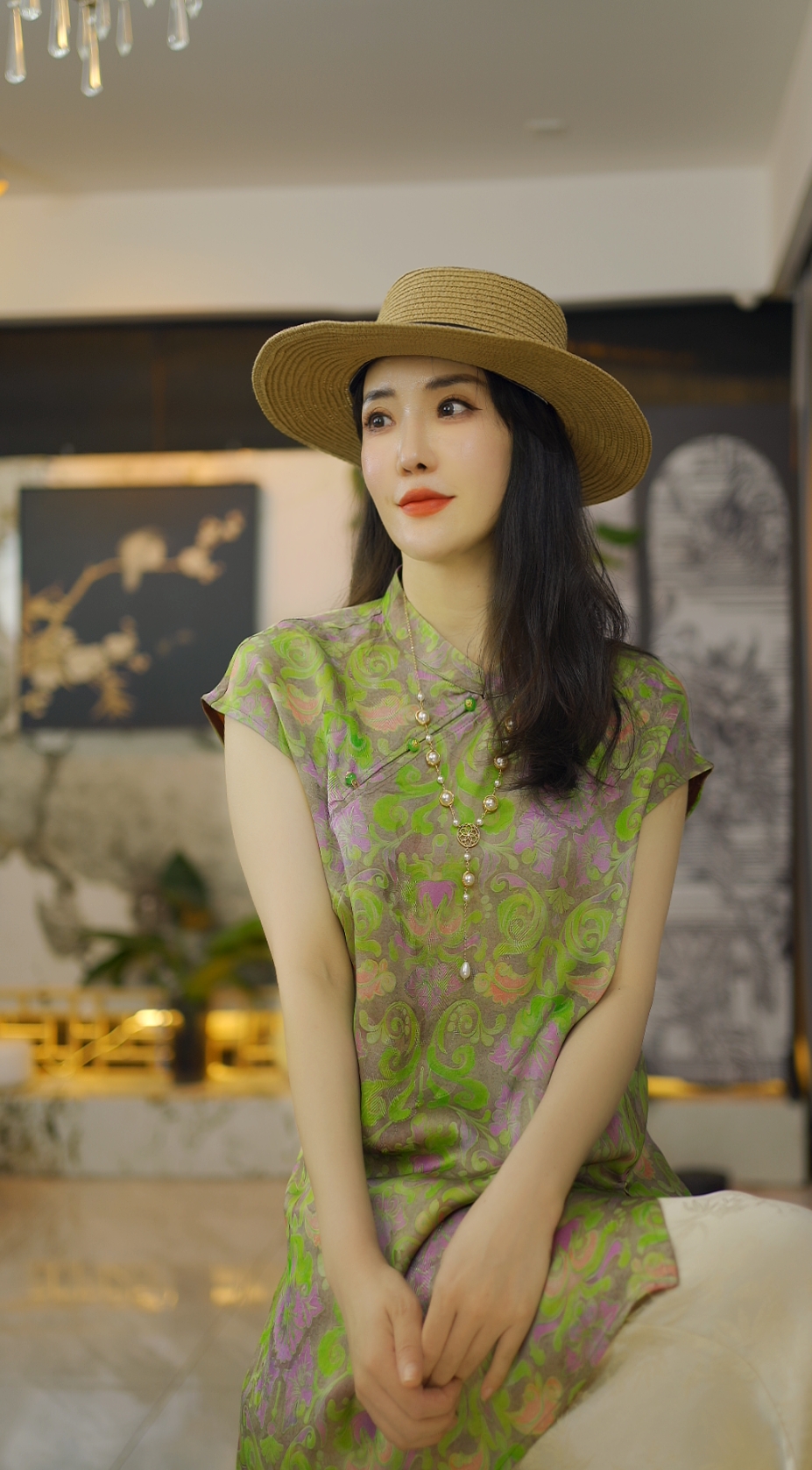 (莫奈花园）国风连衣裙短袖老钱风复古提花上衣