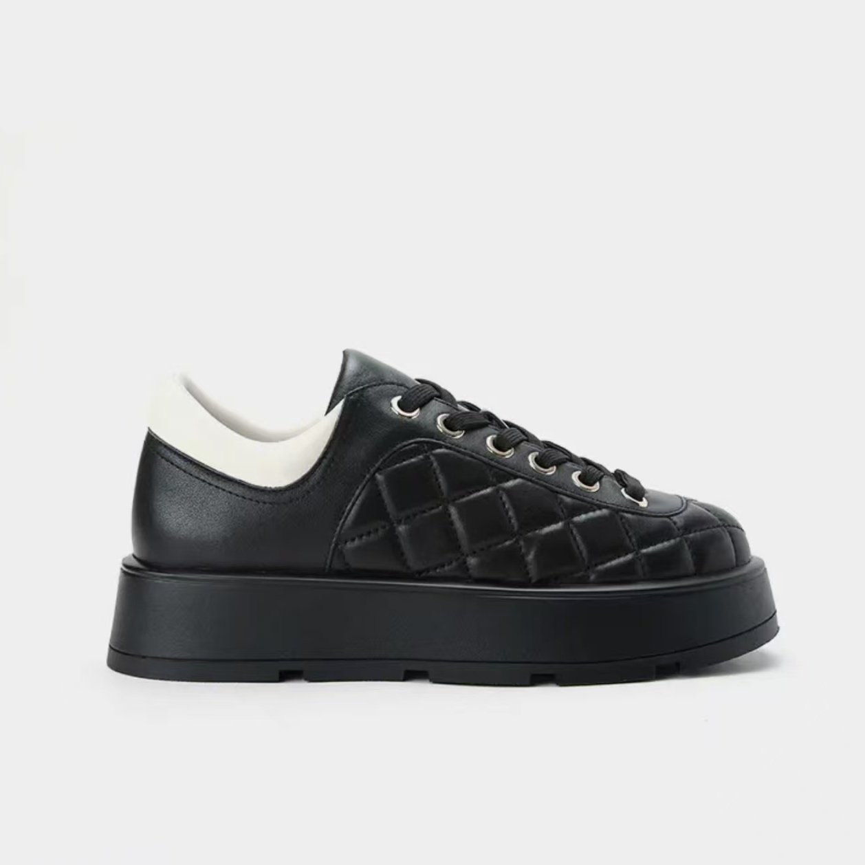 【高端品质】25新款小香风菱格纹厚底休闲小白鞋LY838-8~FY