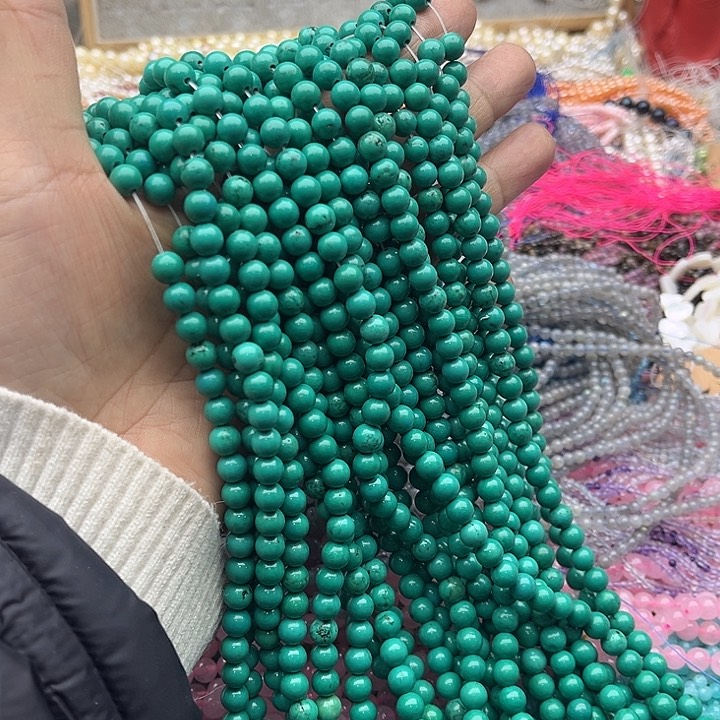 玛瑙/玉髓珠宝半成品未镶嵌一条6mm绿松