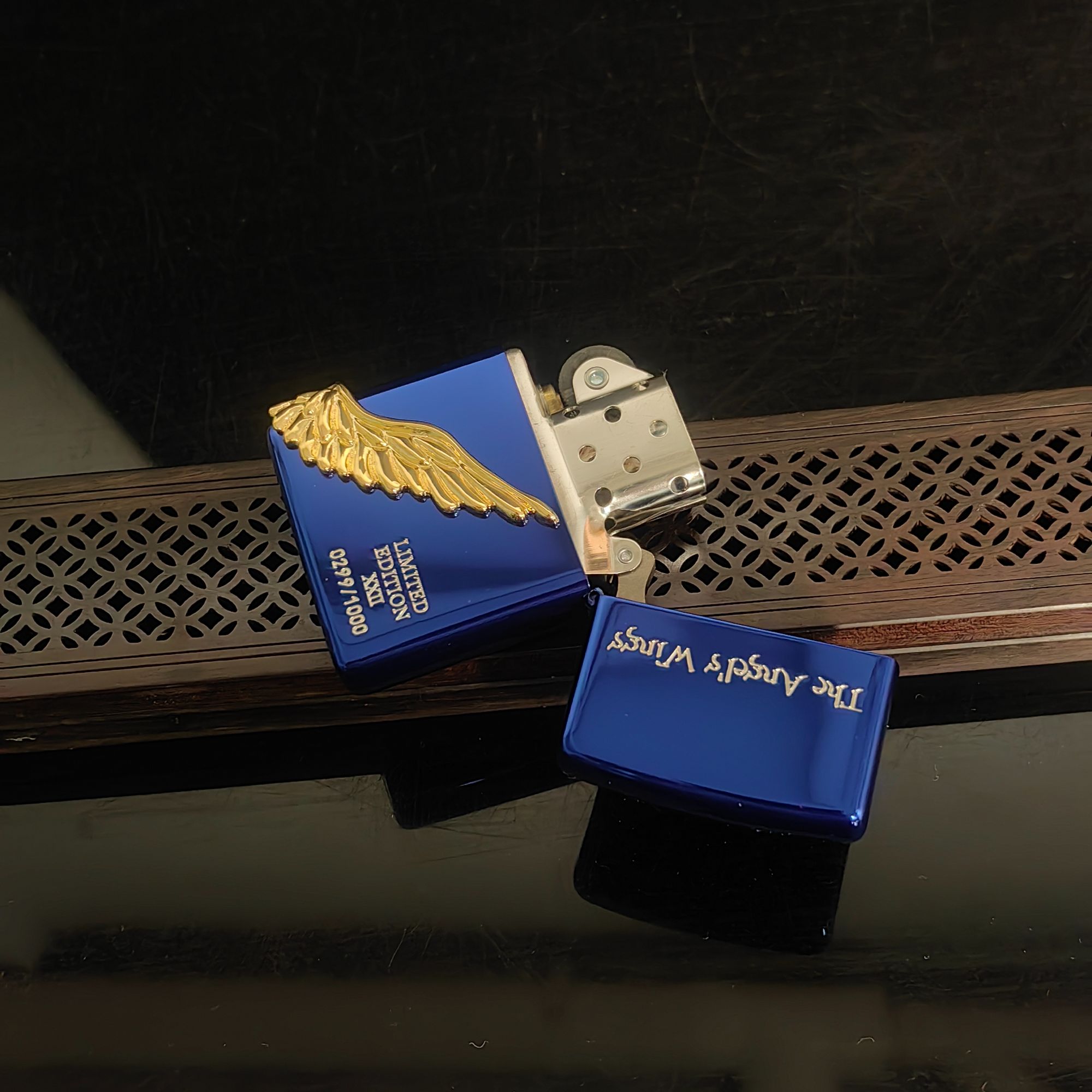 zippo打火机 DB 平底蓝钛贴章翅膀  DY9920TZ*1079dabai