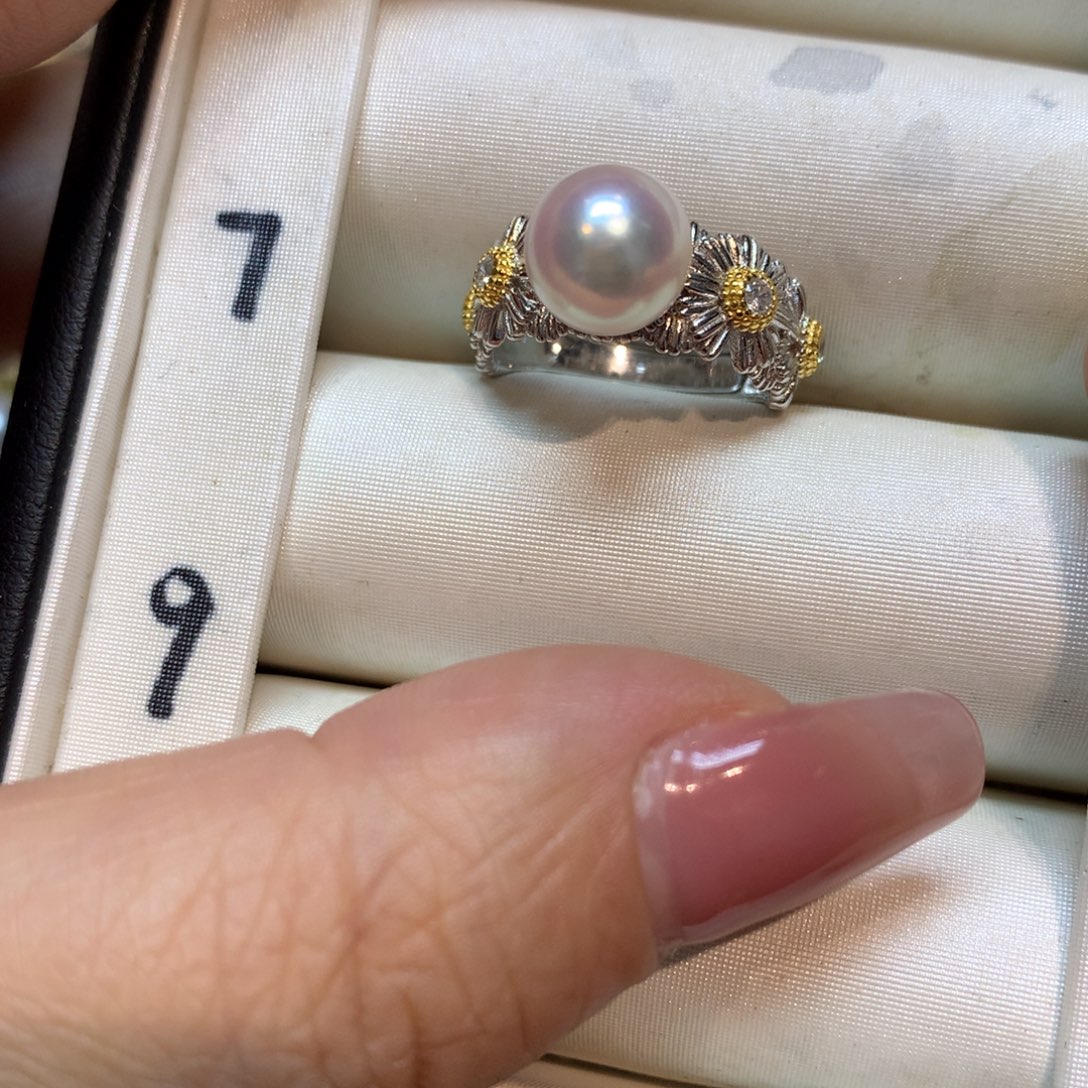 海水珍珠戒指银S925镶嵌