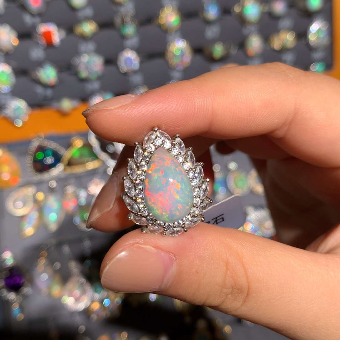 欧泊银S925镶嵌福利戒指t