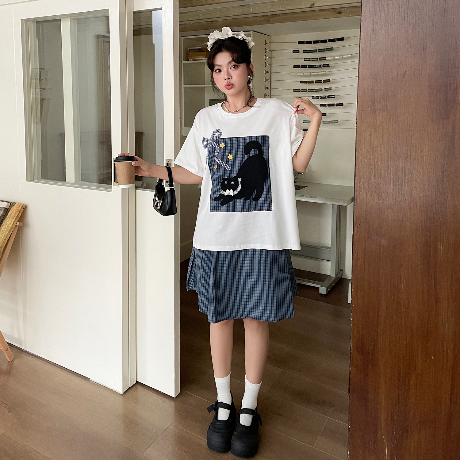 夏季女时尚洋气时髦套装韩系慵懒松弛感t恤大码胖mm超显瘦套装