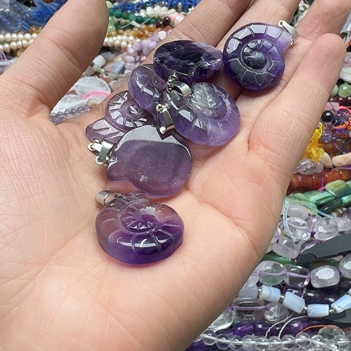 玛瑙/玉髓未镶嵌珠宝半成品一颗24mm紫水晶吊坠