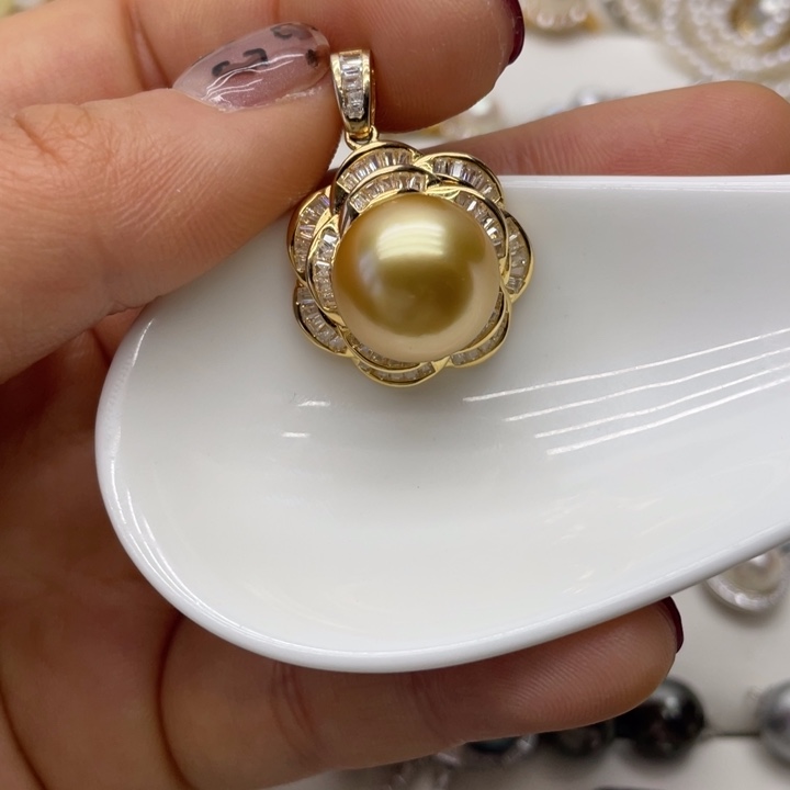 海水珍珠吊坠(不含链)银S925镶嵌