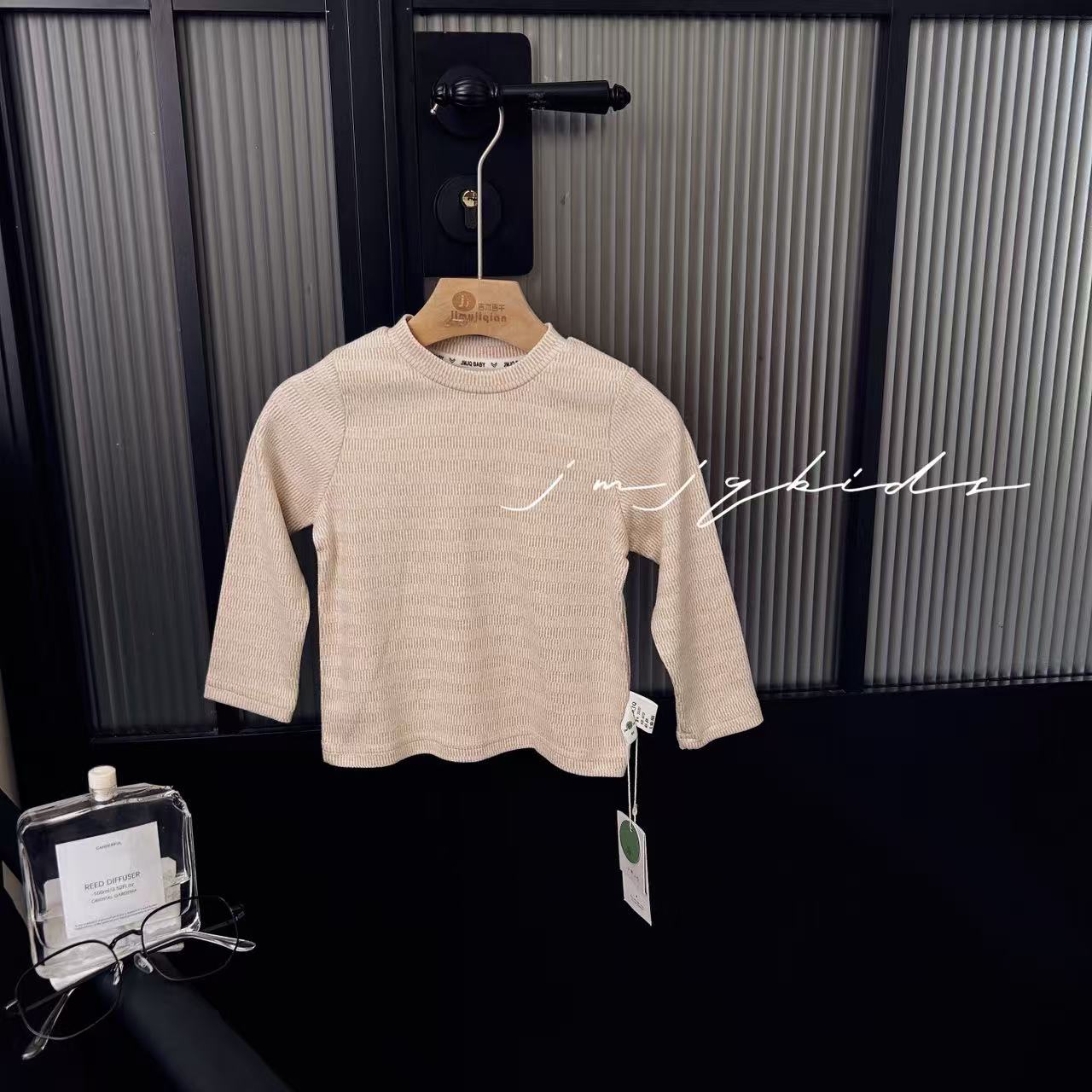 【JMJQ 201332】秋冬季韩版中小童单层加厚条纹保暖贴身长袖打底衫