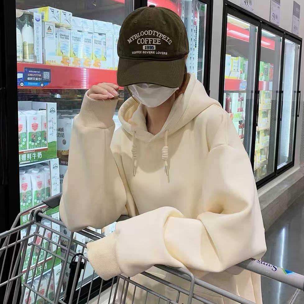 【B151-199】潮牌重磅连帽圆领男女春秋季新款潮牌宽松百搭情侣上衣