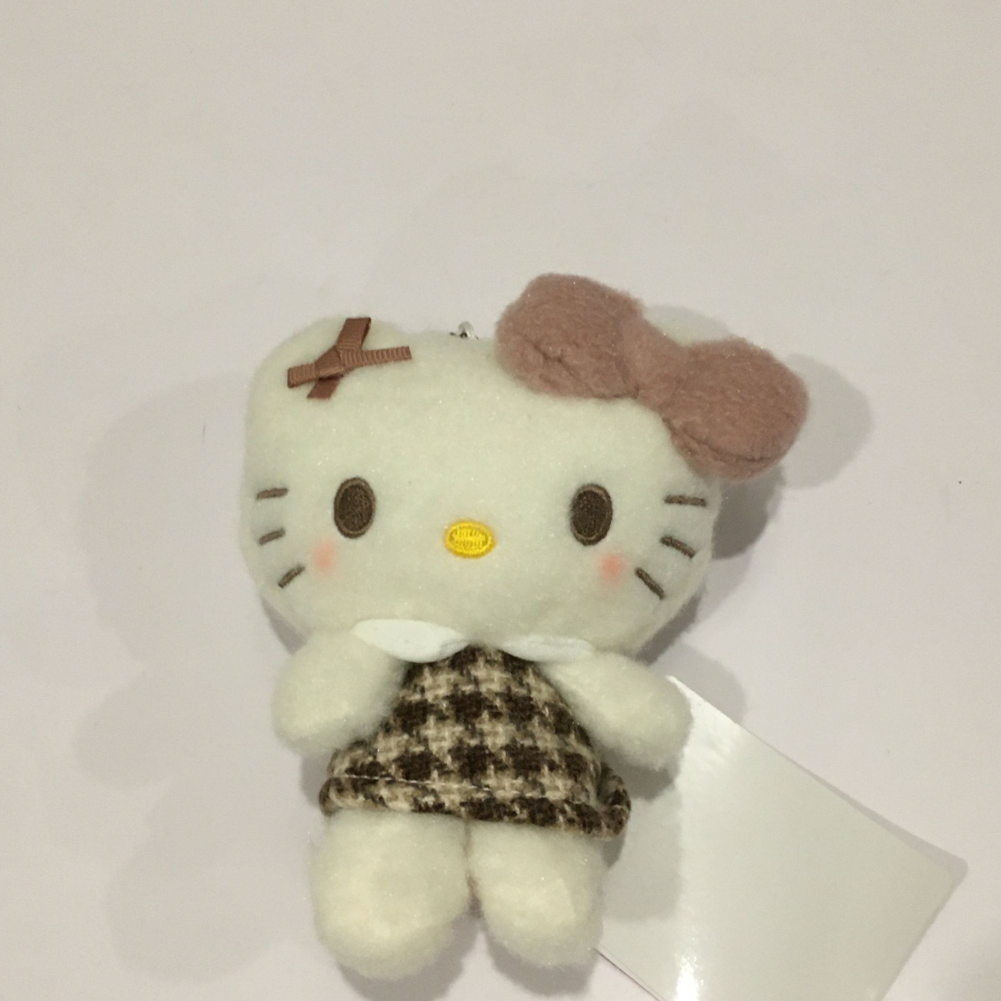 可爱日系新款摩卡格子Kitty包包挂件毛绒玩偶挂件包包挂饰