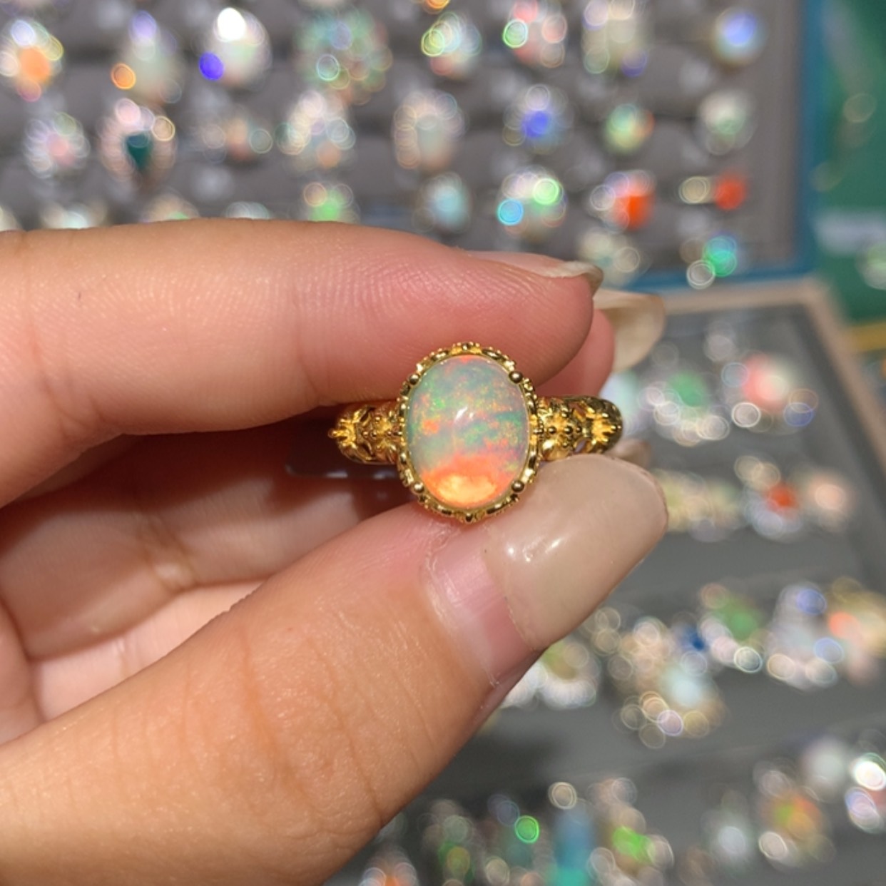 【闪购商品】银S925镶嵌欧泊欧泊戒指l