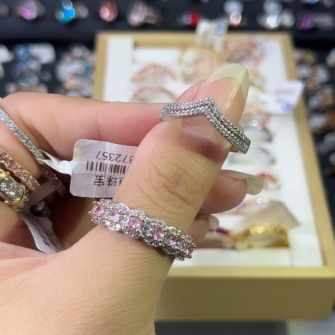 莫桑石非金属K白双V排戒-15