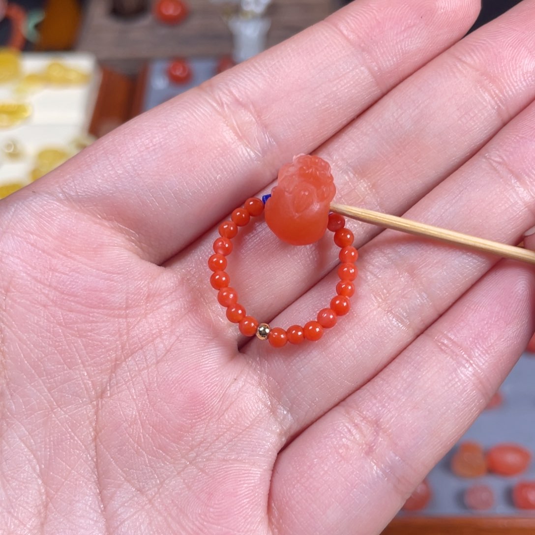 南红玛瑙貔貅戒指未镶嵌*️****