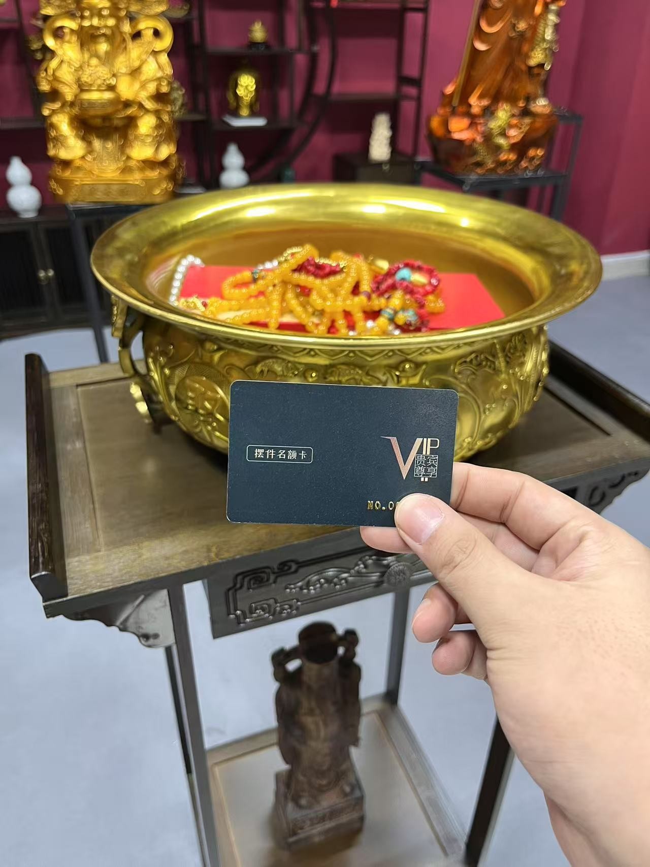 聚宝盆黄铜摆件名额 卡(绯 现 货）到 货 为 卡 片