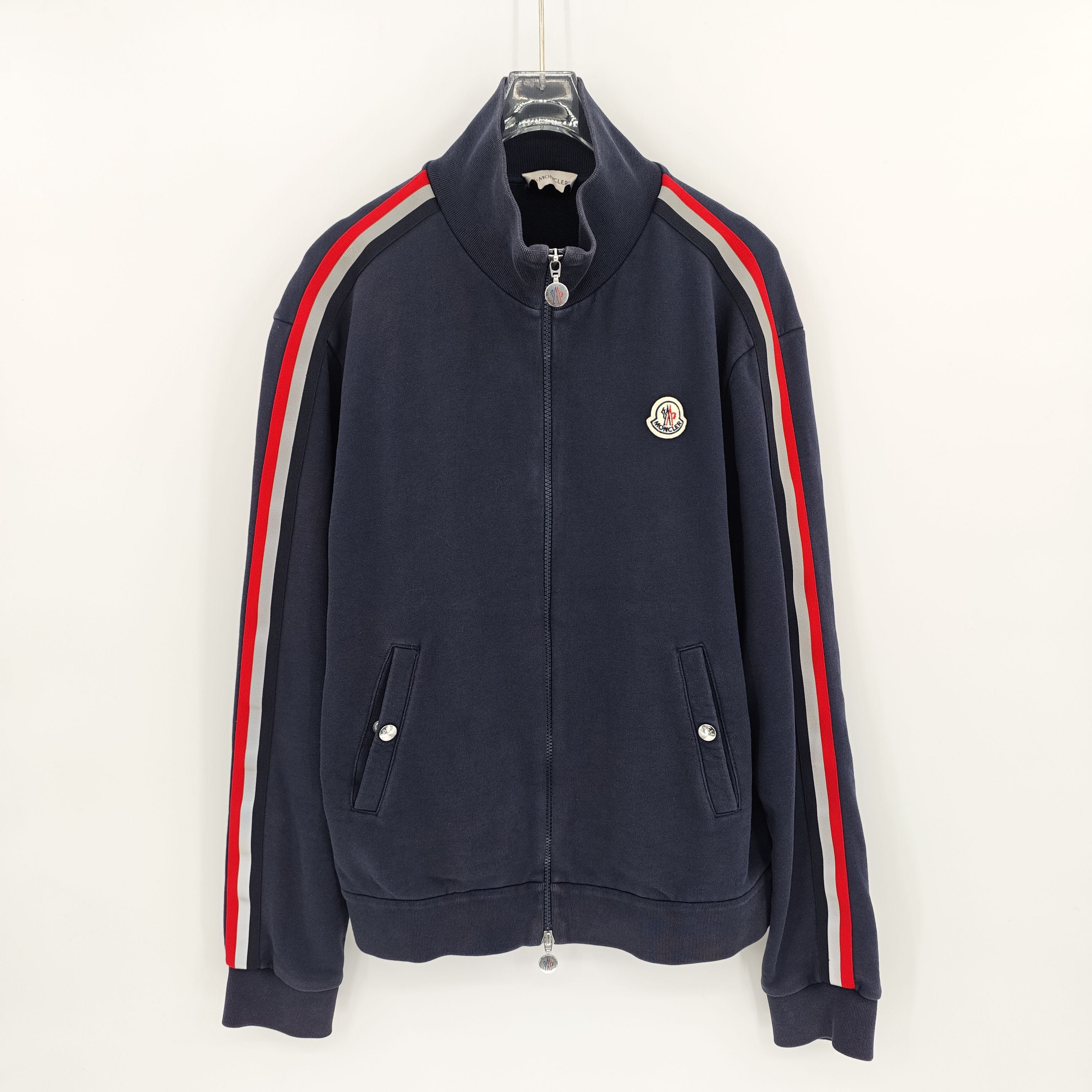 99新 MONCLER 蒙口  藏青色胸标logo彩条夹克外套/L码/Sw24503