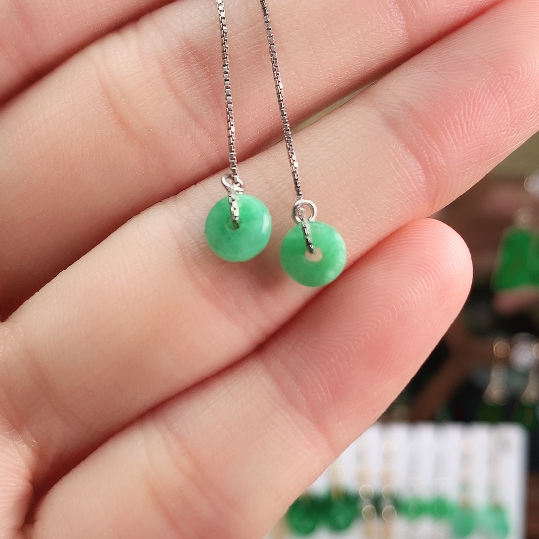 翡翠耳饰银S925镶嵌耳饰