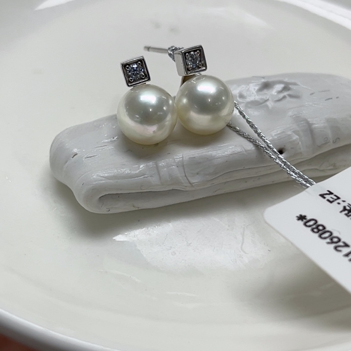 银S925镶嵌耳饰海水珍珠7-8mm83号