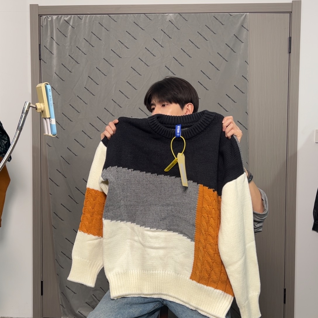 潮流时尚拼接毛衣m码